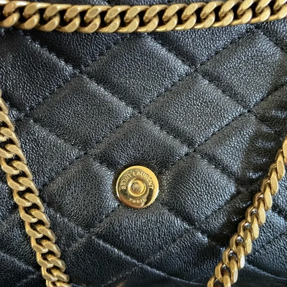 Saint Laurent Black Quilted Crossbody Bag with Gold Logo - Picture 11 of 14